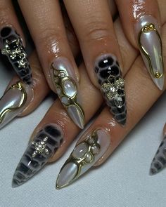 #nails Chaotic Nail Designs, Dragon Print Nails, Pirate Nails Ideas, Stone Nails Designs, Pirate Nail Art, Nails Dragon, Pirate Nails, Steampunk Nails, Dragon Nails