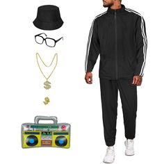 PRICES MAY VARY. Include: full tracksuit, hats, glasses, necklaces, rings and inflatable speakers! Features:Features: It has the classic style of the 80s and 90s. When you wear tracksuit and various accessories, you will stand out from the crowd. It is the best choice for rappers and hip-hop enthusiastss Occasion: Perfect for themed parties from the 80s/90s,Disco parties,Rock Holiday Pop Music Festival Clothing,Christmas,Halloween,Cosplay wear etc Please refer to our size chart picture before order, thanks in advance Features:Features: It has the classic style of the 80s and 90s. When you wear tracksuit and various accessories, you will stand out from the crowd. It is the best choice for rappers and hip-hop enthusiastss 90s Costumes, 90s Disco, Disco Parties, Mens 80s, 90s Costume, Full Tracksuit, Rapper Outfits, Holiday Pops, Music Festival Outfits