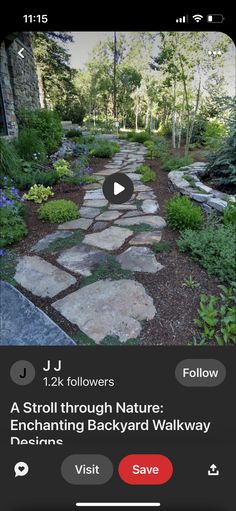 an image of a stone path in the middle of a garden