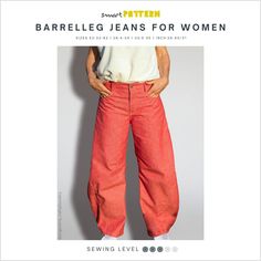 an advertisement for a women's clothing line with the image of a woman in red pants