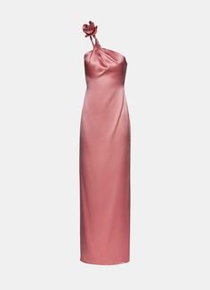 One Shoulder Rose Appliqué Silk Midi Dress Magda Butrym Dresses, Blush Pink Dress, Blush Pink Dresses, Light Pink Dress, Rose Applique, Magda Butrym, Party Fits, 3d Rose, Pink Floral Dress