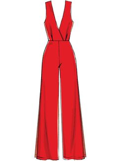 a red jumpsuit is shown on a white background