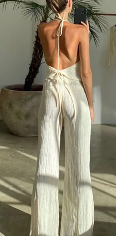 Backless Tank Top, Backless Halter Top, Sleeveless Suit, Two Piece Pants Set, Blouse Pants, Maxi Robes, Halter Tops, Looks Chic, Yoga Shorts