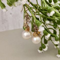 Gorgeous freshwater Pearl Drop Earrings. They are perfect in their simplicity and are incredibly elegant. There is a great deal of detail in these earrings, as you would expect from a Praha Jewelry Design piece. Description: 15mm white round pearls are suspended by 14K GF chain with pastel sapphire briollets. 2mm 14K GF seamless balls sit just above each briollet. All 14K GF and 24K vermeil components Elegant Briolette Pearl Earrings, Elegant White Gemstone Pearl Earrings, White Elegant Pearl Earrings, Briolette Pearl Earrings With Pearl Charm As Gift, Briolette Pearl Earrings For Gift, White Pearl Earrings With Gemstone, Akoya Pearl Earrings With Ear Wire For Gifts, Gift Pearl Briolette Earrings, Akoya Pearl Earrings With Ear Wire As Gift