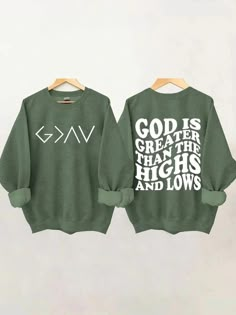 God Is Greater Than The Highs And Lows Sweatshirt,Back Front Desıgn,Christian Sweatshirt,Religious Sweatshirt,Faith Sweatshirt,Jesus Shirt We design trendy sweatshirts that you can use in every important day of your life. We produce beautiful and quality designs that can be used in all kinds of activities that you will do with your family or friends. These designs will offer you and your environment a unique complement. We are very excited to bring you our high quality and soft, trendy sweatshir Faith Sweatshirt, Church Gifts, Single Shirt, Jesus Shirt, Christian Sweatshirt, Jesus Shirts, Greater Than, Christian Shirts, Look Plus