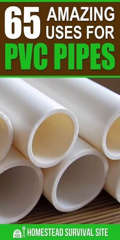 several white pipes stacked on top of each other with the words 65 amazing uses for pwc