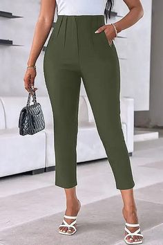 High Waist Cropped Work Pants Cropped Work Pants, High Waist Dress Pants, Trendy Joggers, Cargo Pants For Women, High Waisted Cargo Pants, Distressed Pants, Trendy Trouser, High Waisted Dress Pants, Paperbag Pants