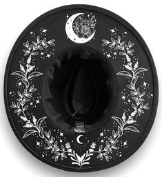 Wide Rim: 4in Standard Size: 22” hat size ✨Adjustable string inside hat for tighter fit✨ Goth Hat, Halo Crown, Floral Moon, Crown Hat, Witchy Fashion, Moon Crystal