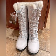 New Boots Never Been Worn. Still Have All The Original Packing. Very Warm And Cozy Boots Great For Outdoor Winter Wear. White Snow Boots, Womens White Boots, Patchwork Boots, Waterproof Snow Boots, Cozy Boots, Green Boots, Waterproof Winter Boots, Waterproof Hiking Boots, Grey Boots