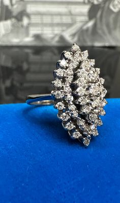 14k Gold Diamond Ring Material: 14k White Gold Gemstone: Diamond (1.6 carats total weight - approximately - stones in mounting) Ring size: 6.25 - 6.5 (US sizing) Total weight: 8.4 grams Time period of origin: 1990's We have a GIA gemologist on our team. All jewelry items are authenticated. Ornate Collectible Diamond Jewelry, Luxury Victorian Diamond Ring Collectible, Vintage Multi-stone Diamond Ring Collectible, Luxury Multi-stone Diamond Flower Ring, Antique Hallmarked Diamond Ring Collectible, High Jewelry Ring, Gold Diamond Ring, Etsy Gold Ring, Time Period