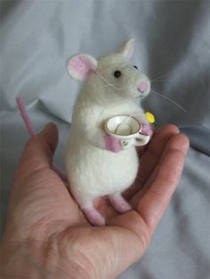 a hand holding a small white mouse in it's palm