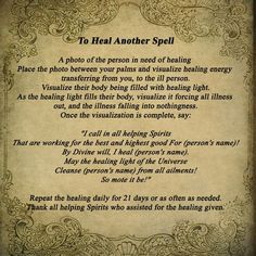 the poem to heal another spell