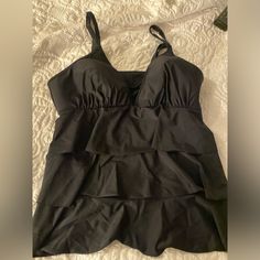 Bnwot Swim By Cacique Tankini Black Built In Bra Size 20 Adjustable Straps Chic Black Lined Tankini, Elegant Black Lined Tankini, Black Lined Tankini For Party, Black Tankini, Size 20, Bra Sizes, Tankini, Womens Swim, Bra