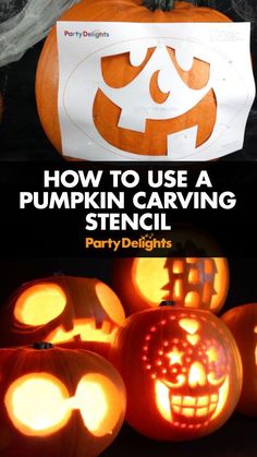 pumpkin carving with text overlay how to use a pumpkin carving stencil party delights