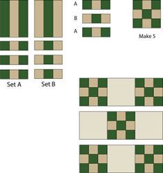 the instructions for how to make a checkerboard tablecloth with green and white squares