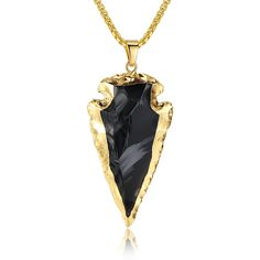 PRICES MAY VARY. ***IMPORTANT*** The edge is sharp and DO NOT let the children under 6 play with it Arrowhead Pendant: 2*1*0.3"(50*25*8mm) Obsidian raw crystal with the gold plated copper edge Chain of this obsidian necklace is 24"(60cm) stainless steel pearl chain Black obsidian was popularized in the Game of Thrones TV series as Dragon Glass to kill white walkers; Think about buying your very own dragon glass obsidian jewelry Our obsidian necklace comes with gift box & velvet pouch; 180-Days w Raw Obsidian, Arrowhead Pendant Necklace, Black Obsidian Necklace, Obsidian Jewelry, Game Of Thrones Tv, Dragon Glass, Obsidian Necklace, Arrowhead Necklace, Cuff Bracelets Handmade