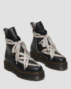 Rick Owen’s Doc Martens, Dr Martens Platform Outfit, Dr Martens Platform Boots, Rick Owens Boots, Platform Outfit, Dr Martens Platform, Rick Owens Shoes, Black Dr Martens, Luxury Lifestyle Women