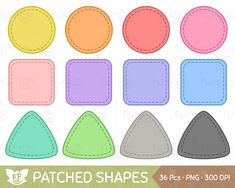 patched shapes clipart set