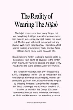 an article about the reality of wearing the hijab, with text in black and white