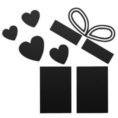 an open gift box with hearts coming out of it and a ribbon tied around the top