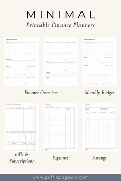 the printable financial planner is shown in black and white