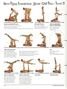 the instructions for how to do an acrobatic yoga pose