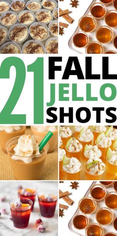 twelve fall jello shots with text overlay that reads, 21 fall jello shots