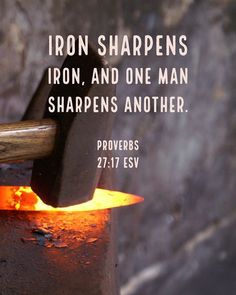 an iron and one man sharpes another with the words provers 27 17 - esv