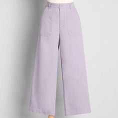 Lovely Lilac Pants By Princess Highway, Purchased From Modcloth. New With Tags, Includes Extra Button. Au Size 16, Fits Approximately Like A Us Large. From The Original Listing: You Can Trust Your Fashion Instincts With These Versatile And Stylish Wide-Leg Pants From Aussie Brand Princess Highway. Made From A Cotton-Blend Denim In A Dusty Shade Of Lilac, These Slightly Stretchy Jeans Boast Front Slant Utility Pockets, Back Patch Pockets, A Retro-Chic High-Rise Waistline, And A Fabulous Wide-Leg Lilac Pants, Lavender Pants, Carrot Pants, Alfred Dunner Pants, Mesh Pants, Princess Highway, Shade Of Purple, Pant Trends, Utility Pockets