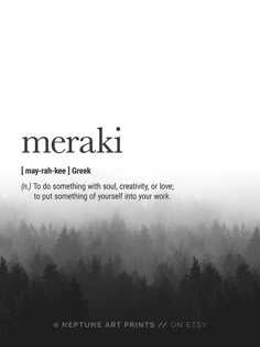 a black and white photo with the words merak on it's back ground