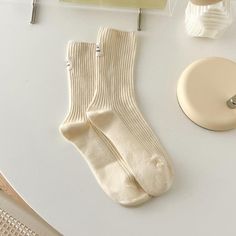 Cotton, polyester 20-25cm (8-10inch) Mid cut Elasticated Soft pastel colors 90s Retro Fashion, Kawaii Socks, Aesthetic Clothing Stores, Solid Socks, Color Crew, Harajuku Streetwear, Women Socks, Long Socks, Tube Socks