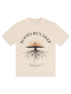 HONOR THE GIFT ROOTS RUN DEEP TEE - BONE HONOR THE GIFT God Speed, Honor The Gift, Organic Candles, T Shirt Cut, Streetwear Essentials, Paper Plane, Spiritual Connection, The Roots, Cut Shirts