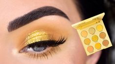 Yellow Glitter Eyeshadow Looks, Wanna Bee Palette Looks, Yellow Pastel Makeup, Easy Yellow Eyeshadow Looks, Mustard Yellow Makeup, Yellow Eyeshadow Looks Step By Step, Yellow Gold Eyeshadow, Yellow Prom Makeup, Honey Makeup Look