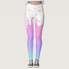 Melty Sprinkles leggings Decora Outfits Pastel, Pastel Decora Fashion, Pastel Goth Leggings, Abbey Dawn, Rainbow Leggings, Pastel Goth Outfits, Unicorn Leggings, Tokyo Street Fashion, Harajuku Outfits