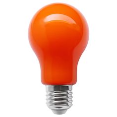 an orange light bulb on a white background