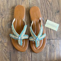 Beautiful Beaded Starfish Sandals Starfish Sandals, Beaded Starfish, Crystal Sandals, Beaded Sandals, Walking Sandals, Buckle Sandals, Pointed Toe Flats, Bead Leather, Slide Sandals