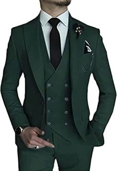 This is a Premium 3 Piece Suit crafted from high quality fabric and imported materials. Our products are handcrafted by experienced tailors who make sure the that the stitching is precise, lining is proper and the overall product is sturdy enough to not go out of shape for more than a few years. Also all our products have extra margins in their length, sleeves, sides so it's easily alterable if your size changes after some time. To see more available colours and designs in this collection, Check Double Breasted Suit Men, Mens 3 Piece Suits, Prom Blazers, Evening Suit, Buckle Pants, Pieces Men, Velvet Suit, Prom Suits