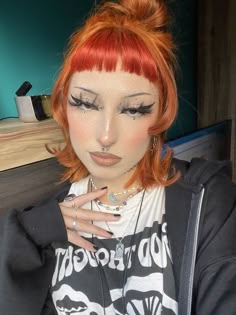 Ginger Goth, No Eyebrows, Casual Makeup, Halloween Makeup Inspiration, Swag Makeup, Alternative Makeup, Hair Advice, Edgy Makeup, Cute Makeup Looks