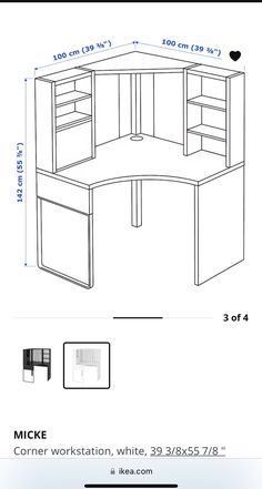 an office desk with the measurements for it