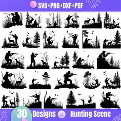 the silhouettes of hunting scenes