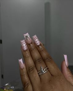 Middle Acrylic Nails, Birthday Nails Square Medium Pink, Nails Acrylic Square Medium, French Tip Acrylics, Acrylic Nail Set, Gel Nails Diy