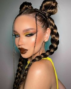 Cyberpunk Hairstyles, Hip Hop Hair, Coquette Hairstyles, Cyberpunk Hair, Carnaval Make-up, Cool Makeup Looks, Dance Hairstyles