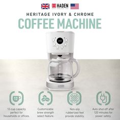 a coffee machine with instructions on how to use it and how to use it in the kitchen