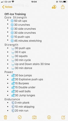 an iphone screen showing the workout schedule