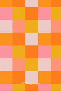 an orange, pink and yellow checkered background