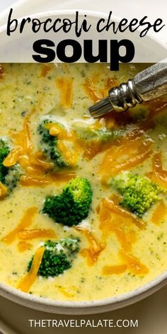 Easy broccoli cheese soup is a quick and delicious recipe that the whole family will enjoy! This version is loaded with broccoli and quick melting Velveeta cheese, chicken broth, and milk. This recipe includes crockpot and healthy alternatives to this classic.