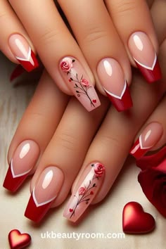 White Nails With Red Design, Nails With Flowers, January Nail, Rings Brand, Unghie Sfumate, Latest Nail Designs, Minx Nails, Manicure Y Pedicure