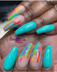 Funky Dip Nails, Cruise Nails Caribbean Ideas, Hot Nails Trends 2024, 90s Nail Designs, Hot Summer Nails, Vibrant Summer Nails, Summer Nails 2023, Nails Now, Vibrant Nails