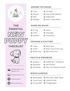 complete checklist of dog supplies for pet owners Aesthetic Puppy, Dog Supplies List, Puppy Essentials, Puppy List, Behavior Tips, Puppy Room