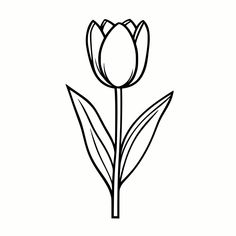 Tulip Stencil, Tulip Vector, Tulip Outline Drawing, Tulip Svg Free, Tulip Flowers Png, Spring Tulips, Wedding Shop, Tulips, Art Images